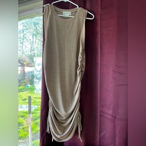 Midi Dress Ruched Tan